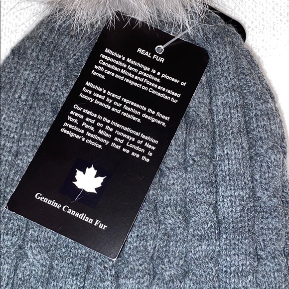NEW Genuine fox fur,Knit Beanie Hat - Picture 3 of 4